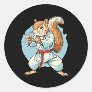 Taekwondo Squirrel Kung Fu Kickboxing Karate Marti Classic Round Sticker