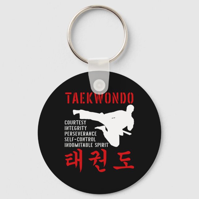 Taekwondo Tenets Martial Arts Key Ring (Front)
