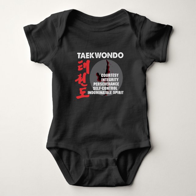 Taekwondo Tenets Martial Arts Tae kwon do Baby Bodysuit (Front)