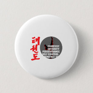 Taekwondo Tenets Martial Arts Tae Kwon Do T Shirt 6 Cm Round Badge