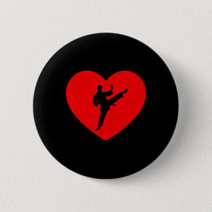 Taekwondo Valentine Heart Shape Taekwondo Lovers 6 Cm Round Badge