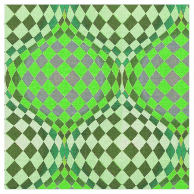 Taffi Op Art Grass Green Fabric (Close Up)