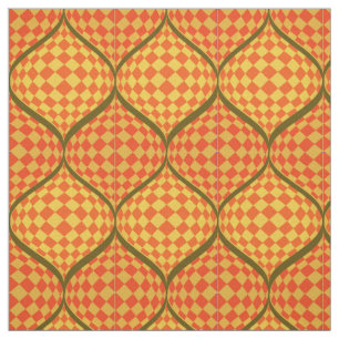 Taffi Op Art Orange Green and Yellow Fabric