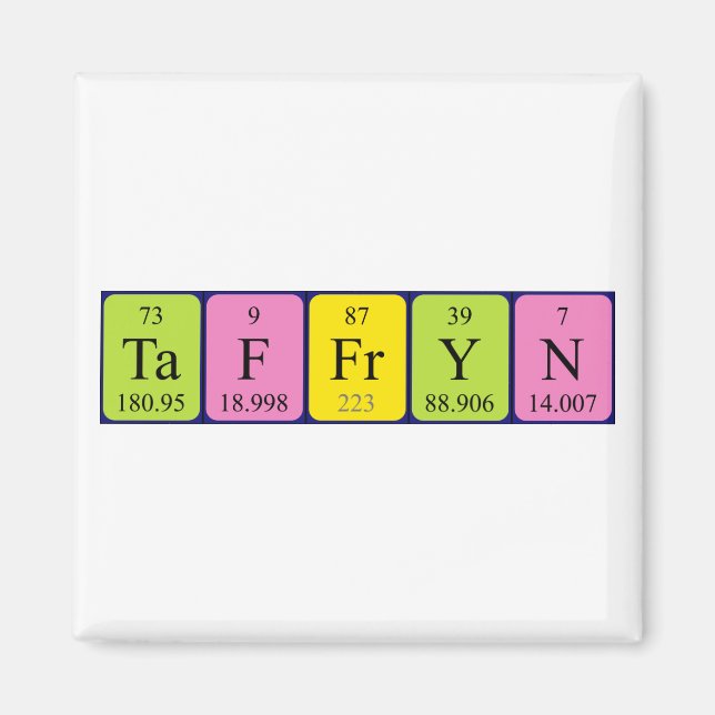 Taffryn periodic table name magnet (Front)