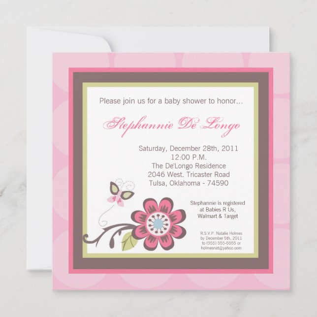 Taffy Spring Flower Floral Baby Shower Invitation (Front)