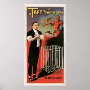Taft ~ Magician Devils Cage Vintage Magic Act Poster