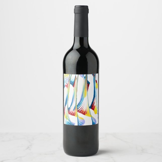 Tag Along 2 Feathered Abstract Wine Bottle Label (Front)