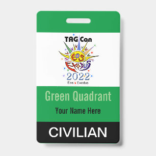 TAG Con 2022 - Green Quadrant - Civilian Badge ID Badge
