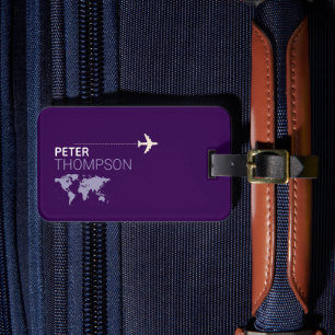 Tag with map and aeroplane