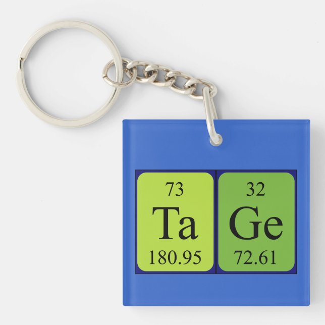 Tage periodic table name keyring (Front)