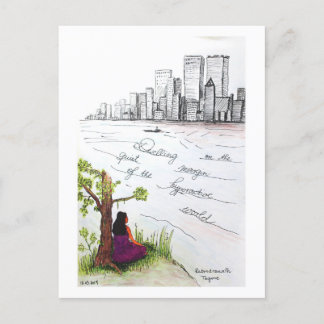 Tagore Quote Doodle, the quiet life Holiday Postcard