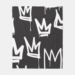 tags seamless pattern. Fashion black and white gra Fleece Blanket