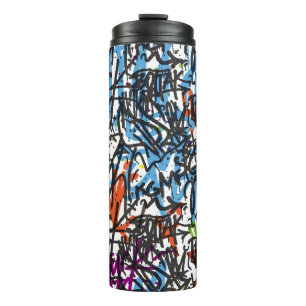 tags seamless pattern. Graffiti background.art,pat Thermal Tumbler