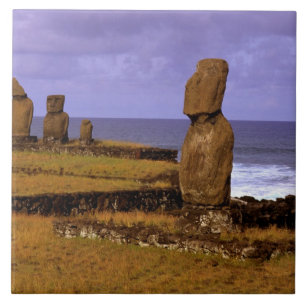 Tahai Platform Moai Statue Abstracts Easter Ceramic Tile