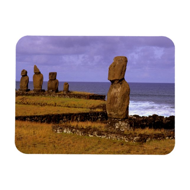 Tahai Platform Moai Statue Abstracts Easter Magnet (Horizontal)