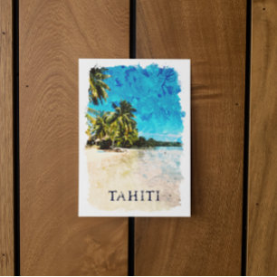 Tahiti French Polynesia Beach Watercolor Postcard