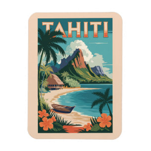 Tahiti French Polynesia Illustration Travel Art Magnet