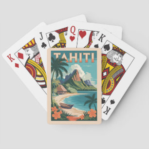 Tahiti French Polynesia Illustration Travel Art Playing Cards