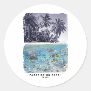 Tahiti Gorgeous Beaches And Sea Classic Round Sticker
