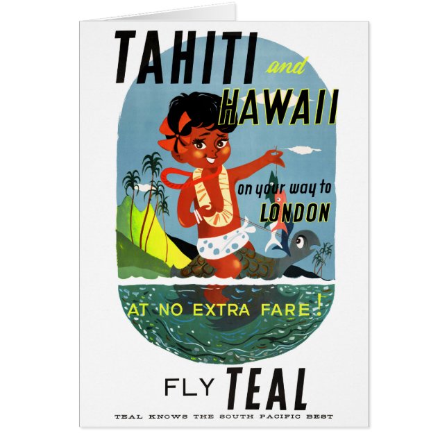 Tahiti Hawaii Vintage Travel Poster Restored (Front)