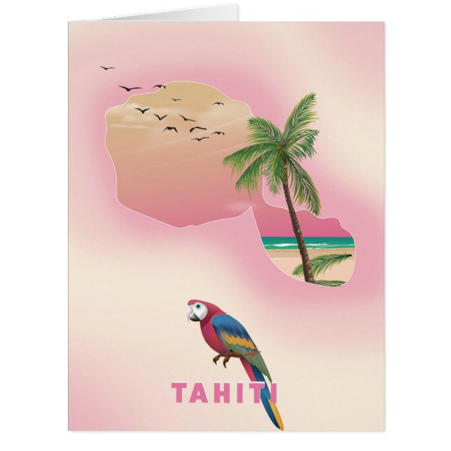 Tahiti illustrated map travel poster (Front)