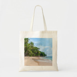 Tahiti Sand Beach Blue Sky Palm Trees Tote Bag