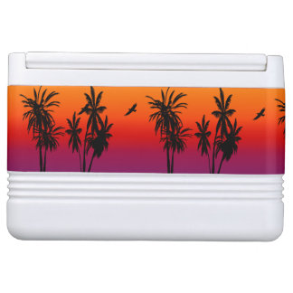 Tahiti Sunset Haze Black Palm Trees Circling Hawk Cooler