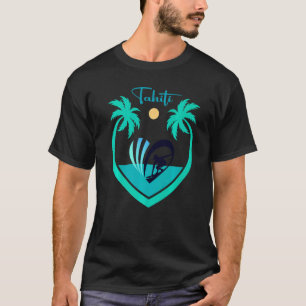 Tahiti Surfing Palm Tree Polynesia Surf Pacific Se T-Shirt