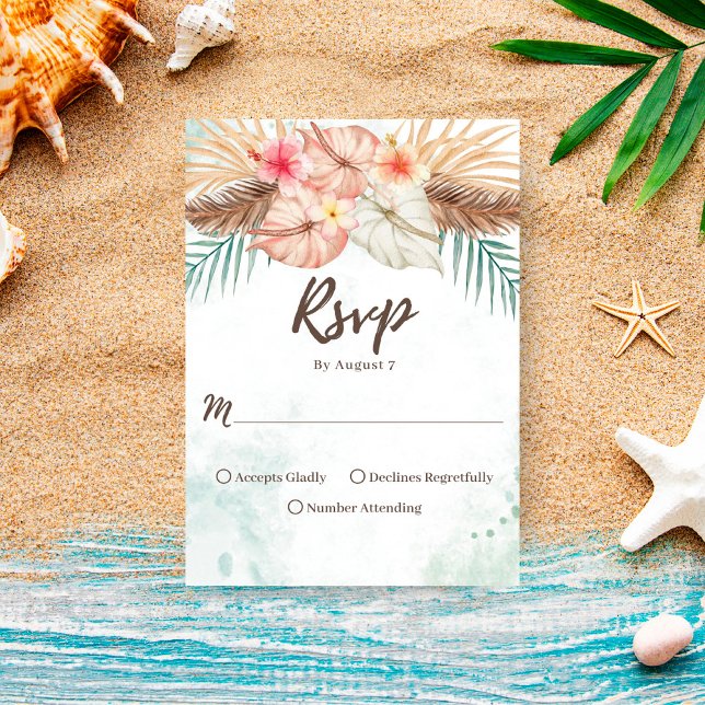 Tahiti | Tropical Beach Destination Wedding  RSVP Card (Creator Uploaded)