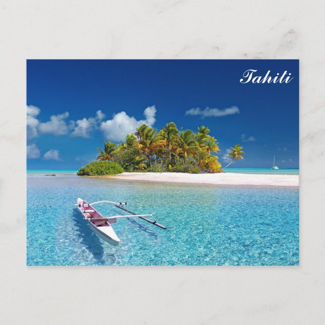 Tahiti Tropical Beach Travel Photo Postcard (Front)