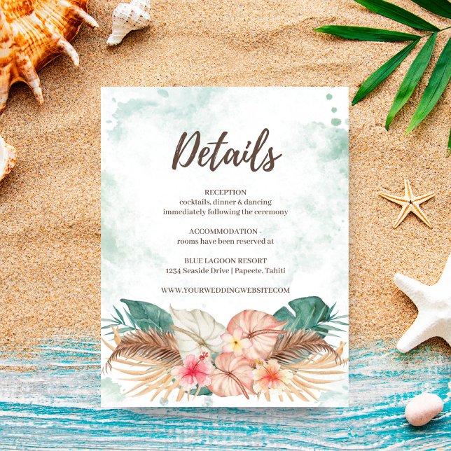 Tahiti | Tropical Island Beach Wedding Details Enclosure Card (Creator Uploaded)