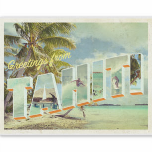 Tahiti vintage photo postcard