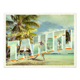 Tahiti vintage photo postcard