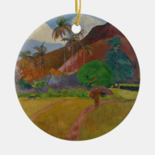 Tahitian Landscape, 1891 (oil on canvas) Ceramic Ornament