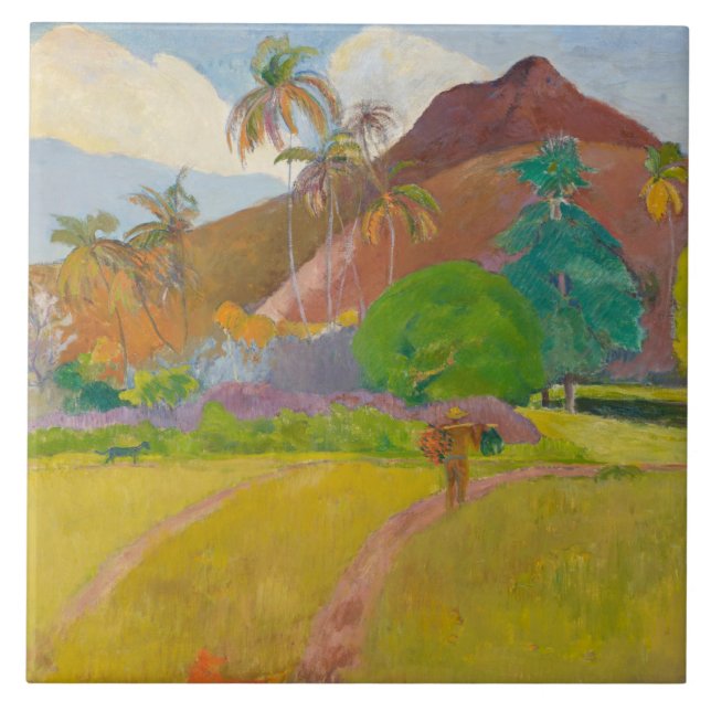 Tahitian Landscape (by Paul Gaugin) Ceramic Tile (Front)