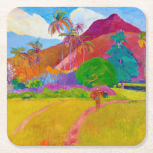 Tahitian Landscape, Gauguin Square Paper Coaster