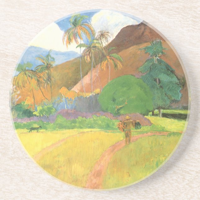 Tahitian Landscape, Mountains Tahiti, Paul Gauguin Coaster (Front)