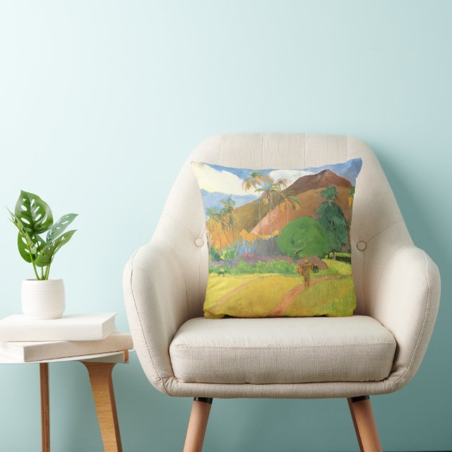 Tahitian Landscape, Mountains Tahiti, Paul Gauguin Cushion (Chair)