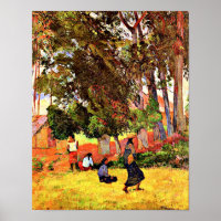 Tahitian Village, famous painting by Paul Gauguin