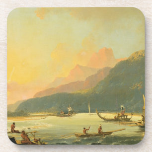 Tahitian War Galleys in Matavai Bay, Tahiti, 1766 Coaster