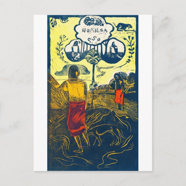 Tahitian Women and Dog, Gauguin Postcard (Front)