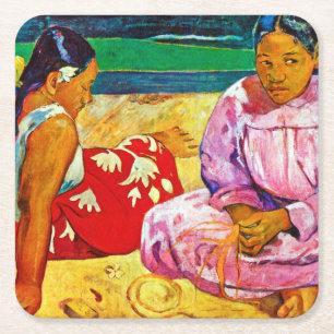 Tahitian Women, Gauguin Square Paper Coaster