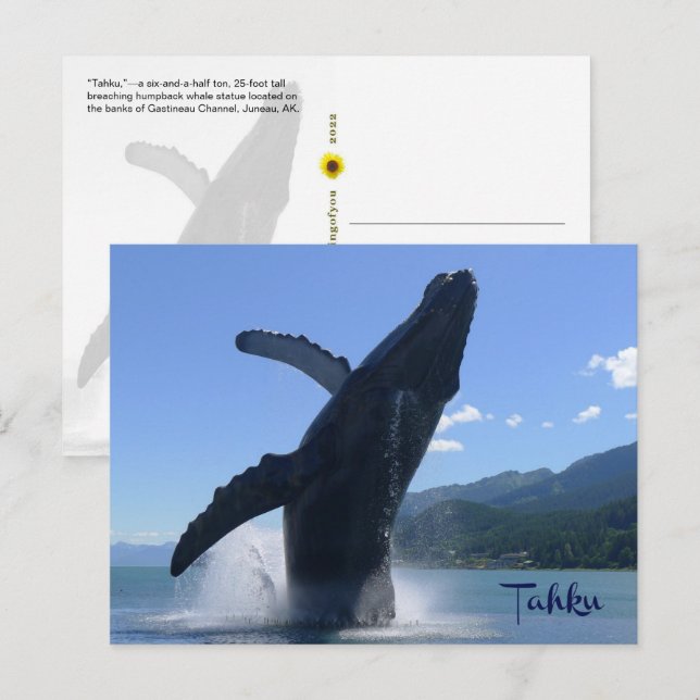 “Tahku”— breaching humpback whale statue -  Postcard (Front/Back)
