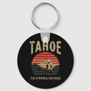 Tahoe California Snowboard Vintage Snowboarding Mo Key Ring
