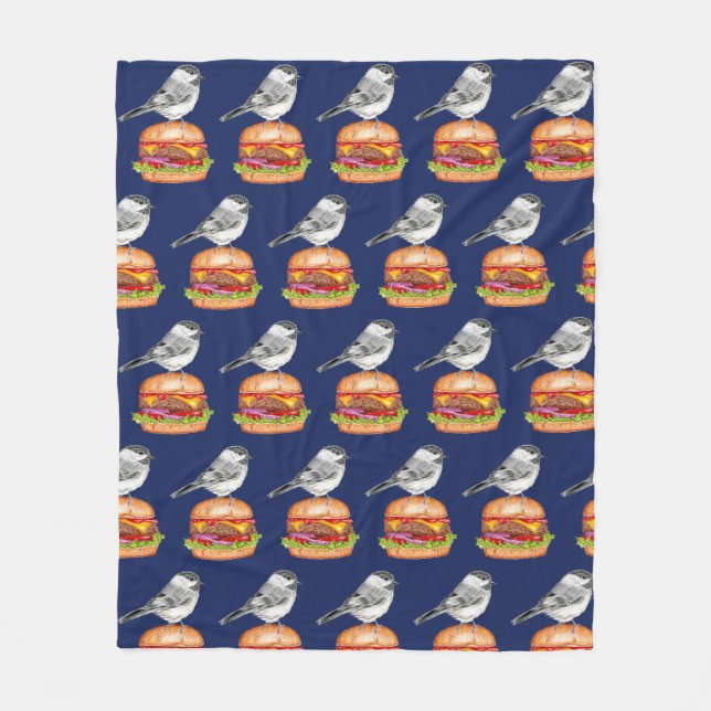 Tahoe Cheeseburger Bird Chickadee  Fleece Blanket (Front)