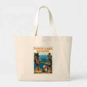Tahoe Lake Region Travel Poster Large Tote Bag
