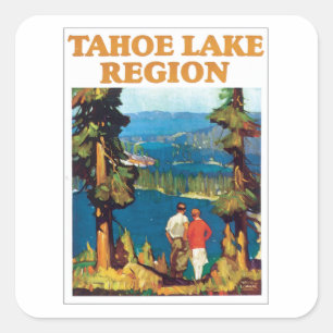 Tahoe Lake Region Vintage Square Sticker