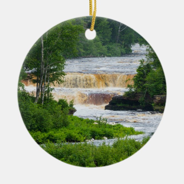 Tahquamenon The Lower Falls Ceramic Tree Decoration (Front)