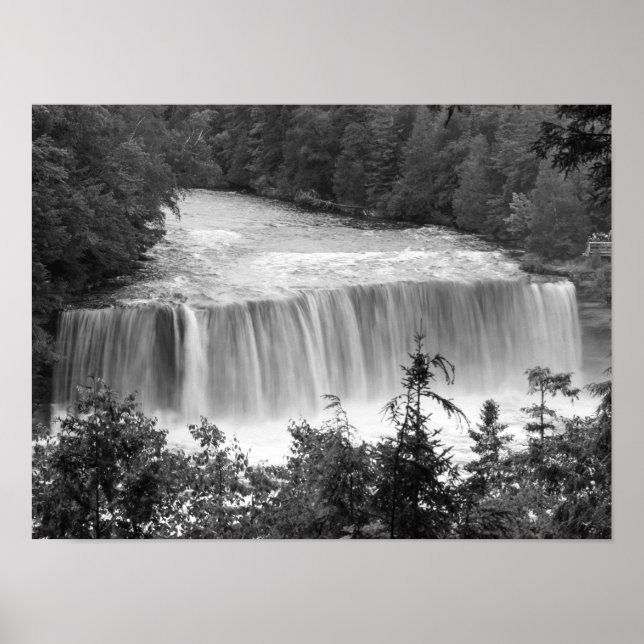 Tahquamenon Upper Falls Grayscale Poster (Front)