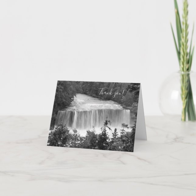 Tahquamenon Upper Falls Grayscale Thank You Card (Front)